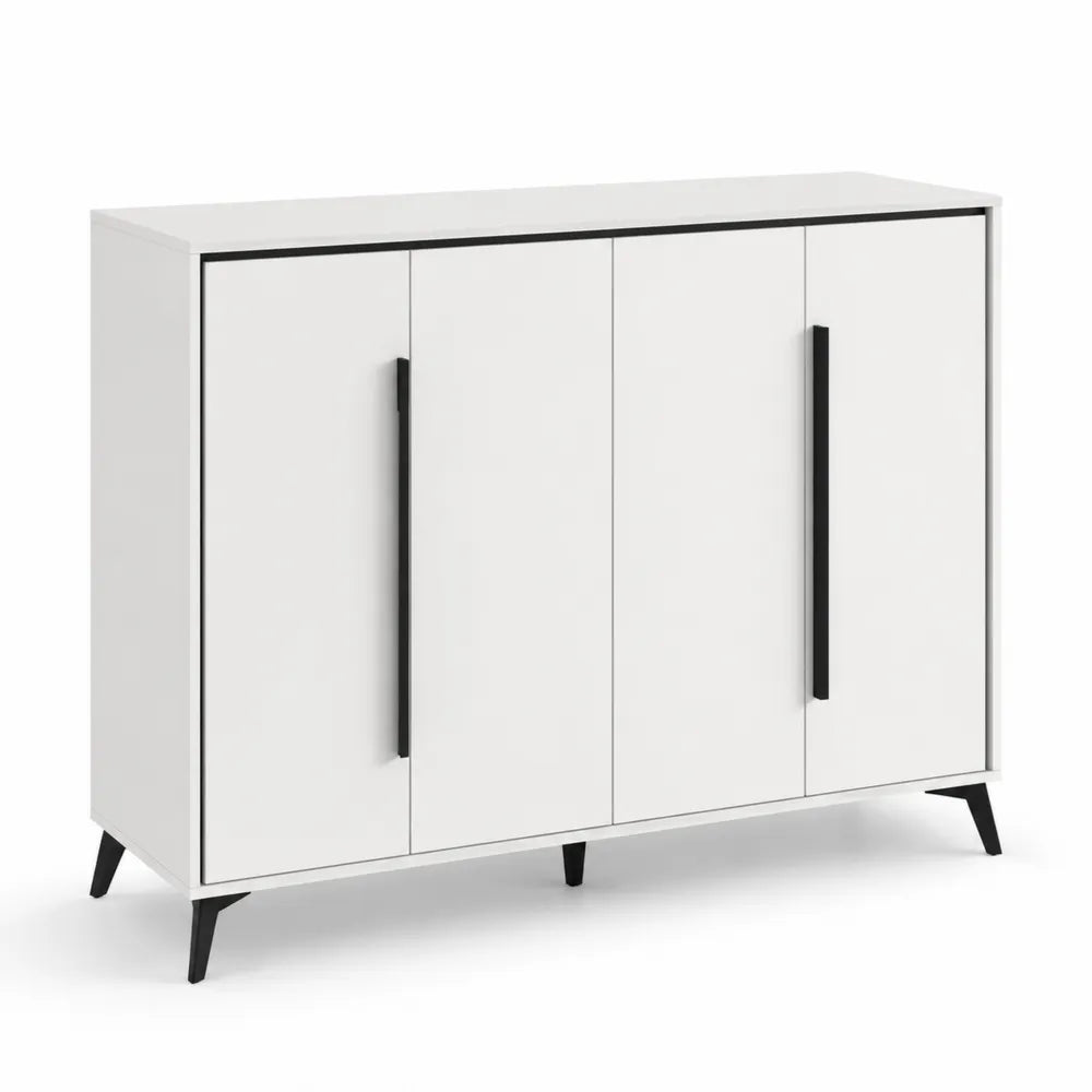 Holz Schrank Weiß/Schwarz 3-türig