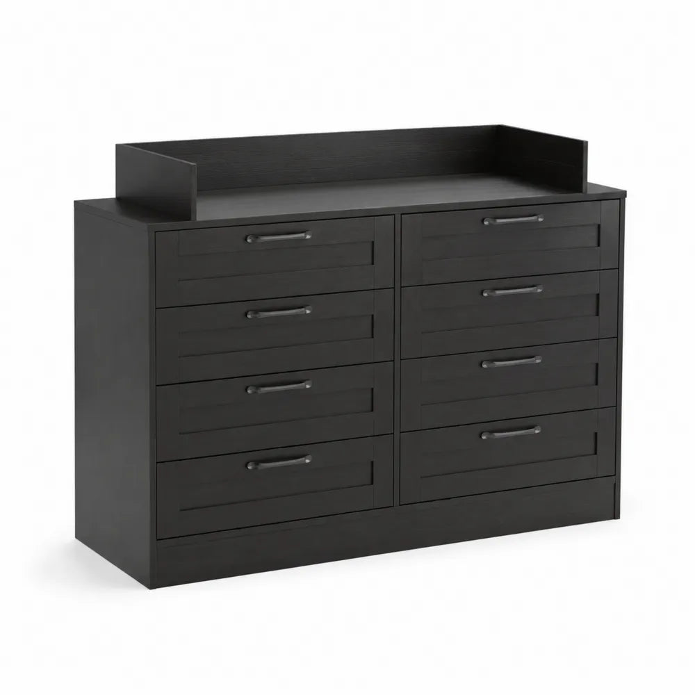 Schwarze Kommode mit 8 Schubladen aus MDF