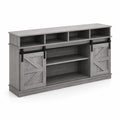 TV-Schrank mit Holzschiebetüren Grau 135x40x80 cm
