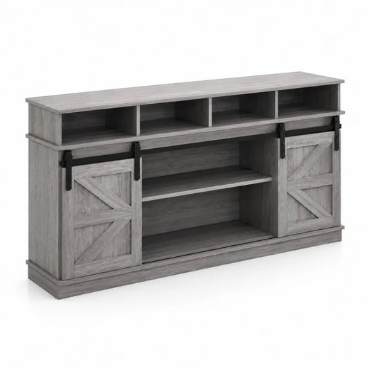 TV-Schrank mit Holzschiebetüren Grau 135x40x80 cm